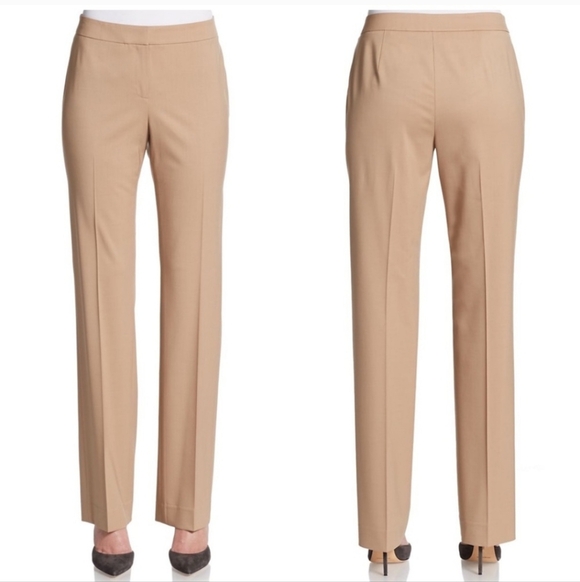 Lafayette 148 New York Pants - Lafayette 148 Wool Barrow Straight Leg Pants Women's 6 Camel Hue Quiet Luxury